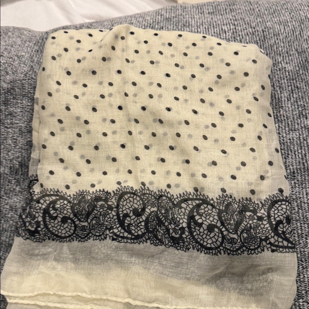 Polka Dot Scarf with Lace Trim